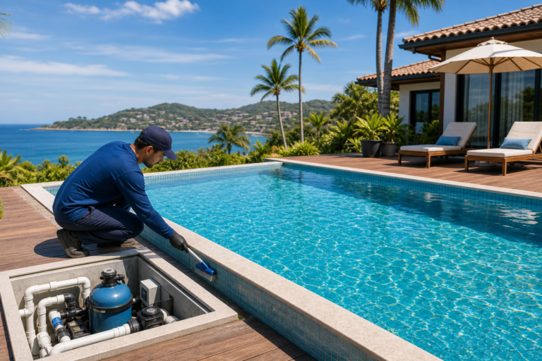 Como evitar agua verde em piscina de Airbnb apos alta rotatividade de hospedes