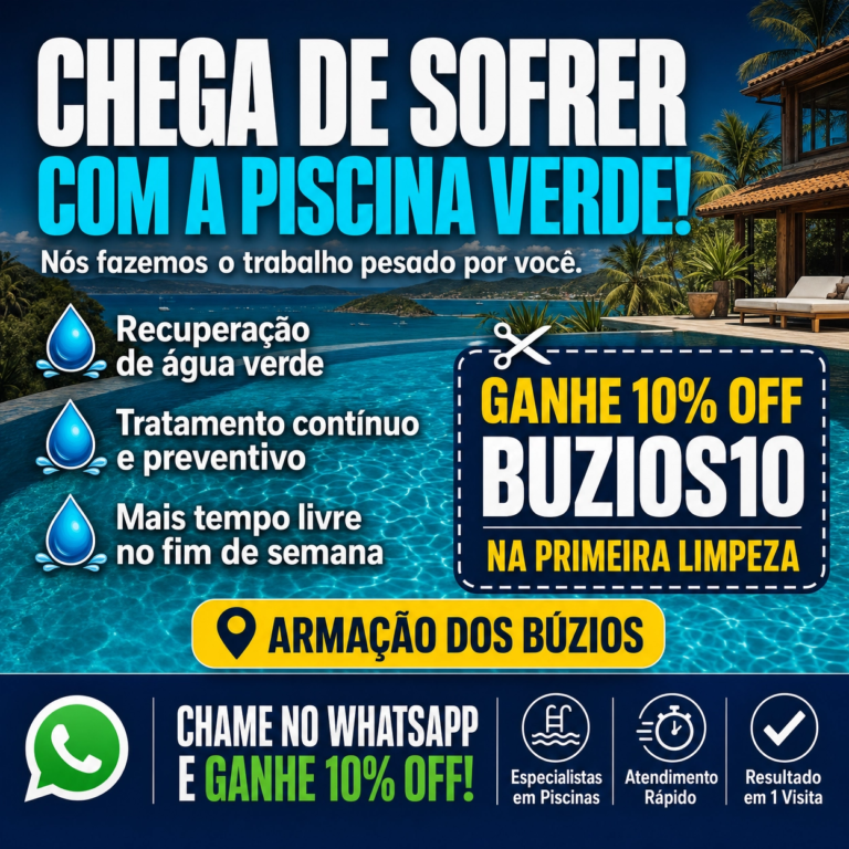 Limpeza de choque para piscina em buzios